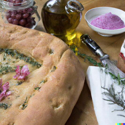 Einfaches und leckeres Hibiskusblütensalz-Focaccia